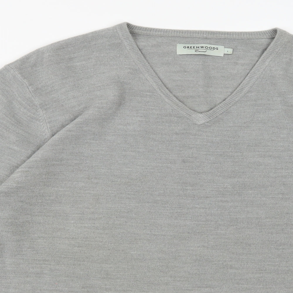 Greenwoods Mens Grey  Knit Pullover Jumper Size L