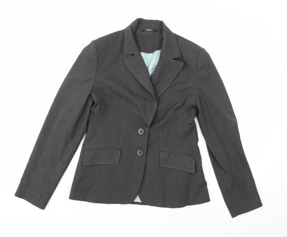 Dunnes Stores Womens Grey Striped Rayon Jacket Blazer Size 10