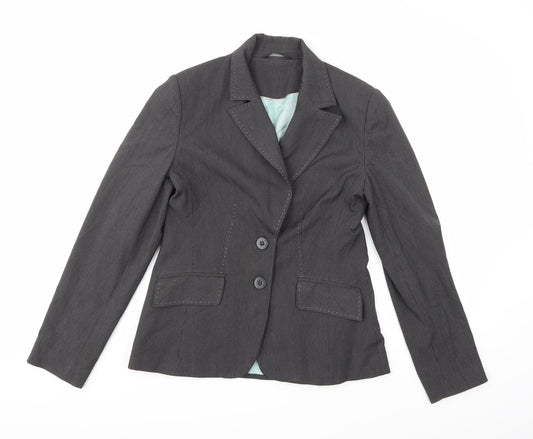 Dunnes Stores Womens Grey Striped Rayon Jacket Blazer Size 10