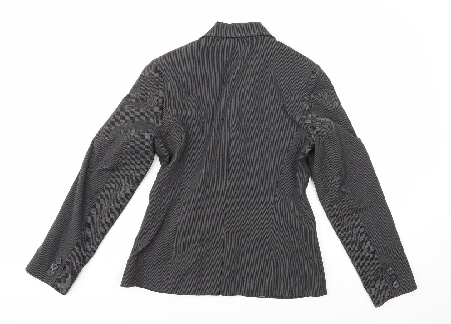 Dunnes Stores Womens Grey Striped Rayon Jacket Blazer Size 10