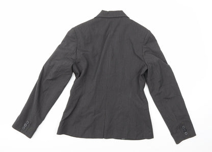 Dunnes Stores Womens Grey Striped Rayon Jacket Blazer Size 10