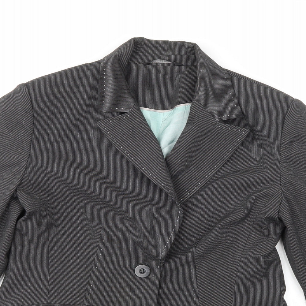 Dunnes Stores Womens Grey Striped Rayon Jacket Blazer Size 10