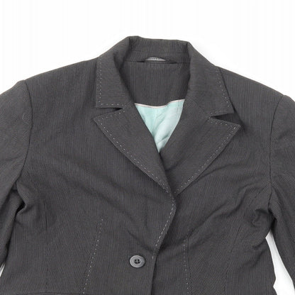Dunnes Stores Womens Grey Striped Rayon Jacket Blazer Size 10