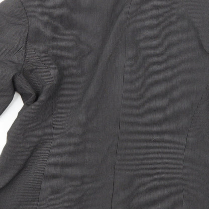 Dunnes Stores Womens Grey Striped Rayon Jacket Blazer Size 10