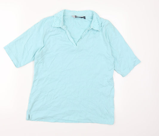 Womens UK Size M Isle Essentials Blue Basic T-Shirt