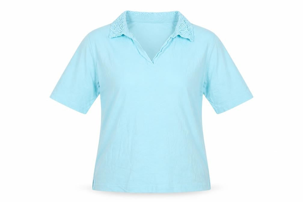 Womens UK Size M Isle Essentials Blue Basic T-Shirt