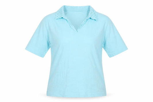 Womens UK Size M Isle Essentials Blue Basic T-Shirt
