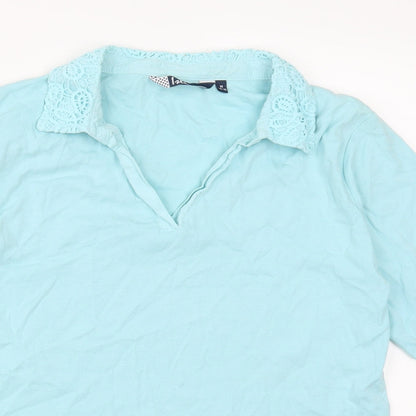 Womens UK Size M Isle Essentials Blue Basic T-Shirt