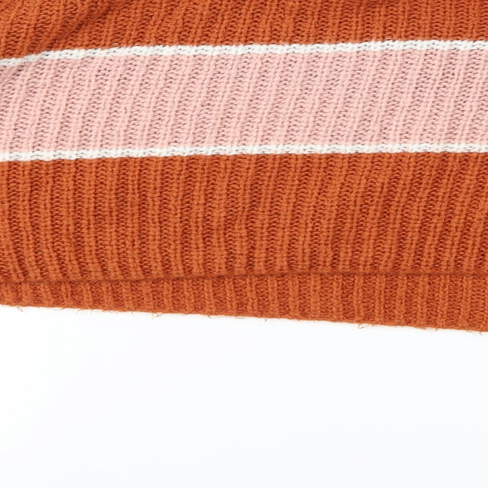 Missguided Womens Orange Striped Knit Pullover Jumper Size 8  - Cropped Jumper