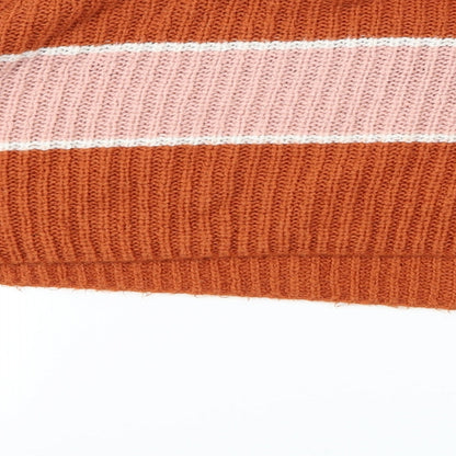 Missguided Womens Orange Striped Knit Pullover Jumper Size 8  - Cropped Jumper