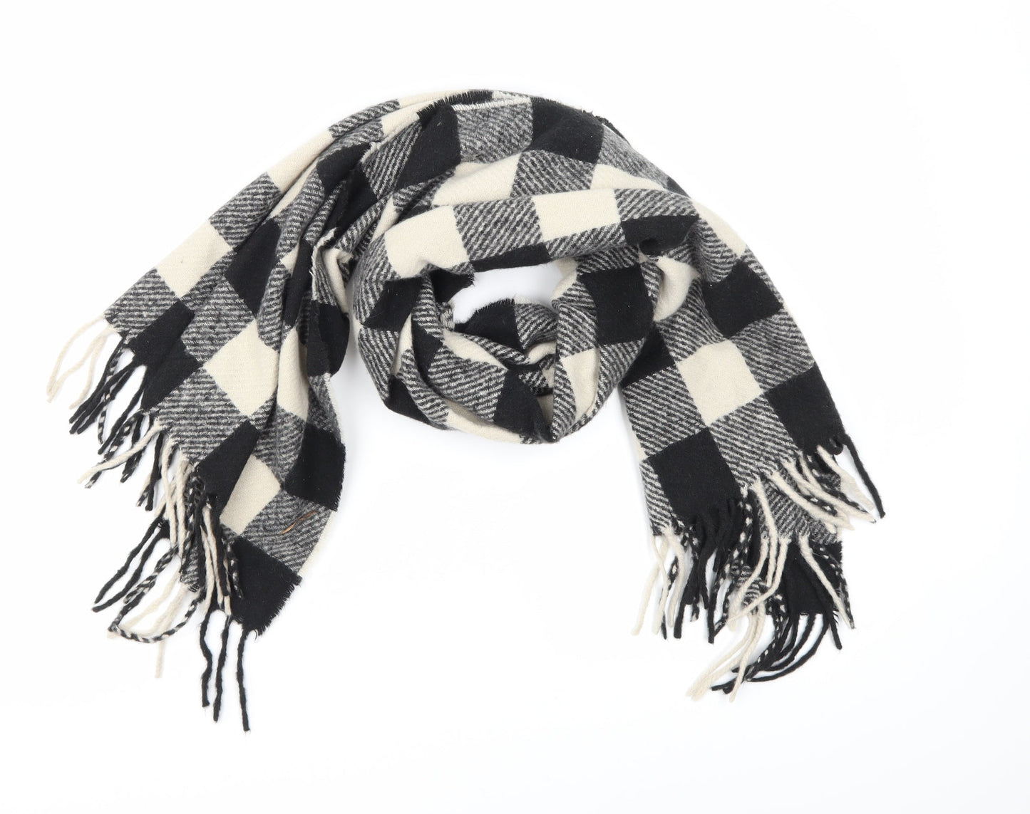 Preworn Womens Black Check Knit  Scarf