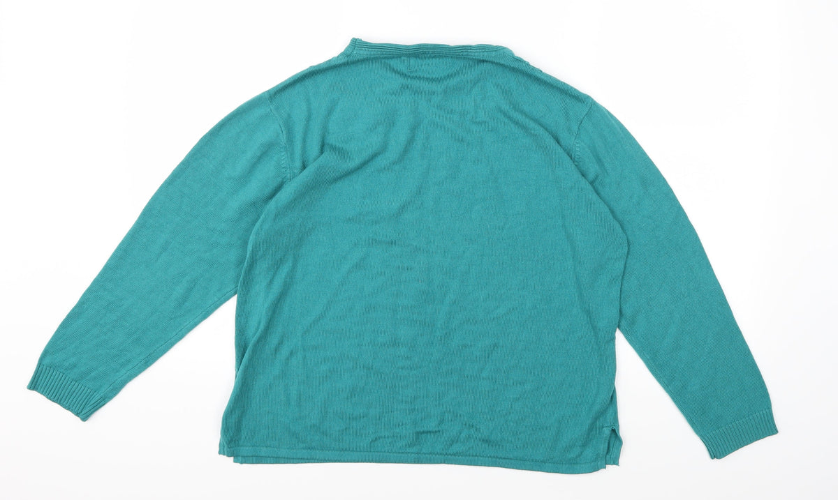 Reflect Womens Green  Knit Pullover Jumper Size L