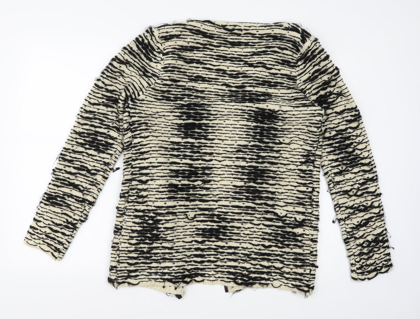 Boohoo Womens Beige Striped Knit Cardigan Jumper Size S