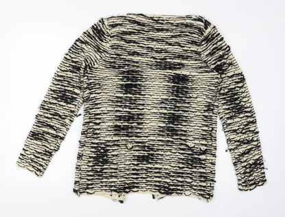 Boohoo Womens Beige Striped Knit Cardigan Jumper Size S