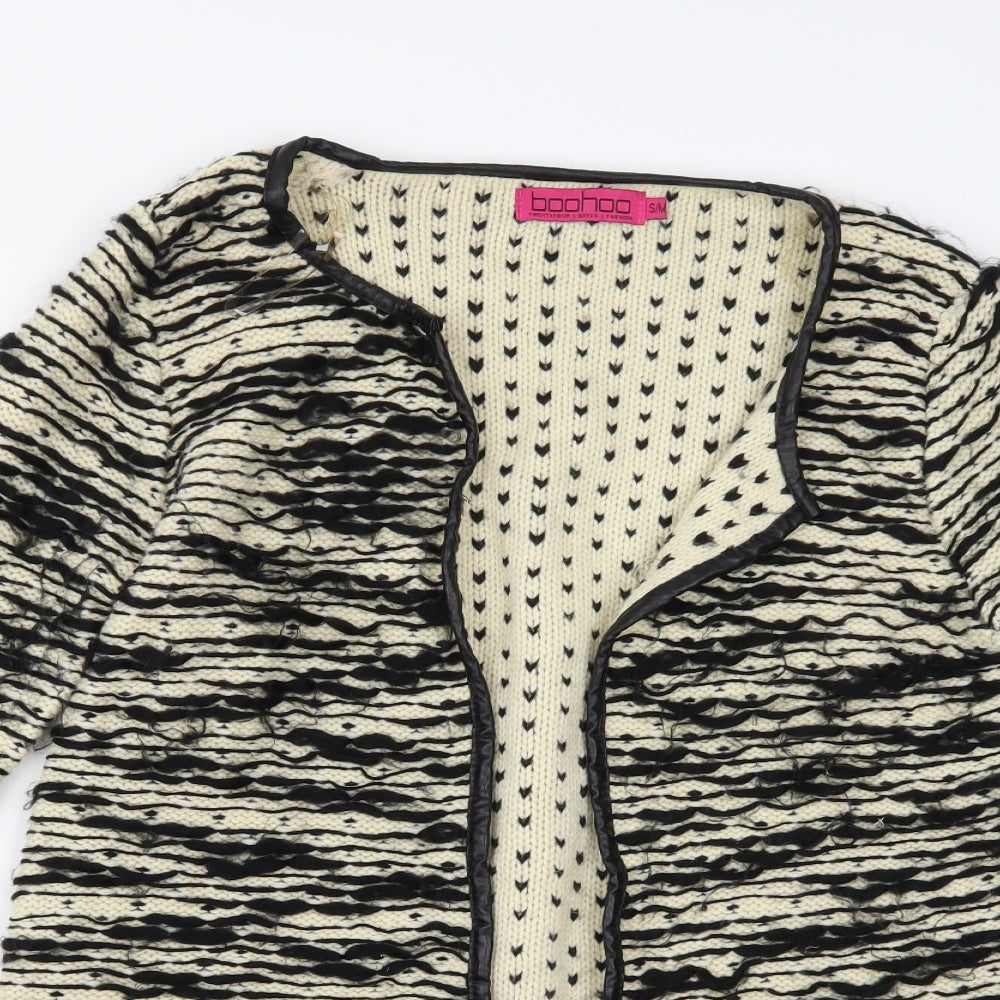 Boohoo Womens Beige Striped Knit Cardigan Jumper Size S