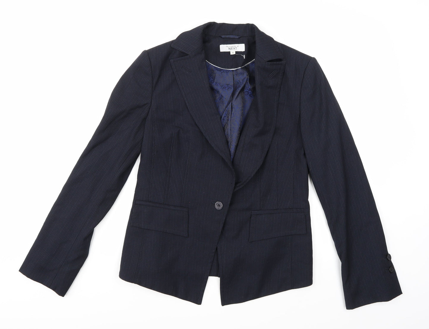 NEXT Womens Blue Striped Rayon Jacket Suit Jacket Size 12