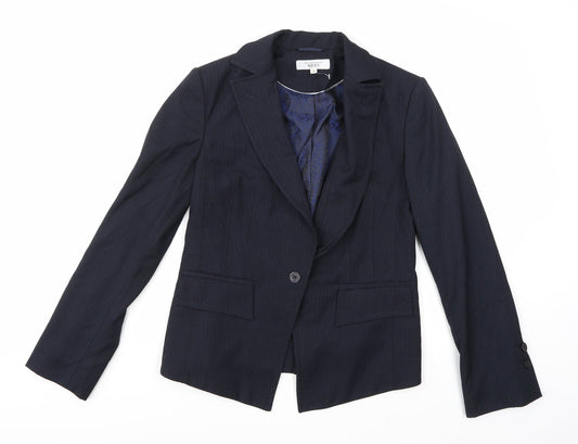 NEXT Womens Blue Striped Rayon Jacket Suit Jacket Size 12