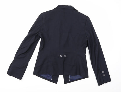 NEXT Womens Blue Striped Rayon Jacket Suit Jacket Size 12
