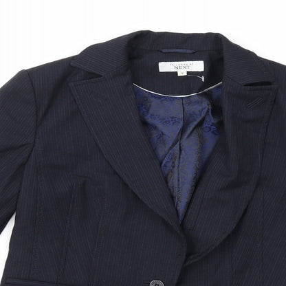 NEXT Womens Blue Striped Rayon Jacket Suit Jacket Size 12