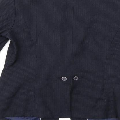 NEXT Womens Blue Striped Rayon Jacket Suit Jacket Size 12
