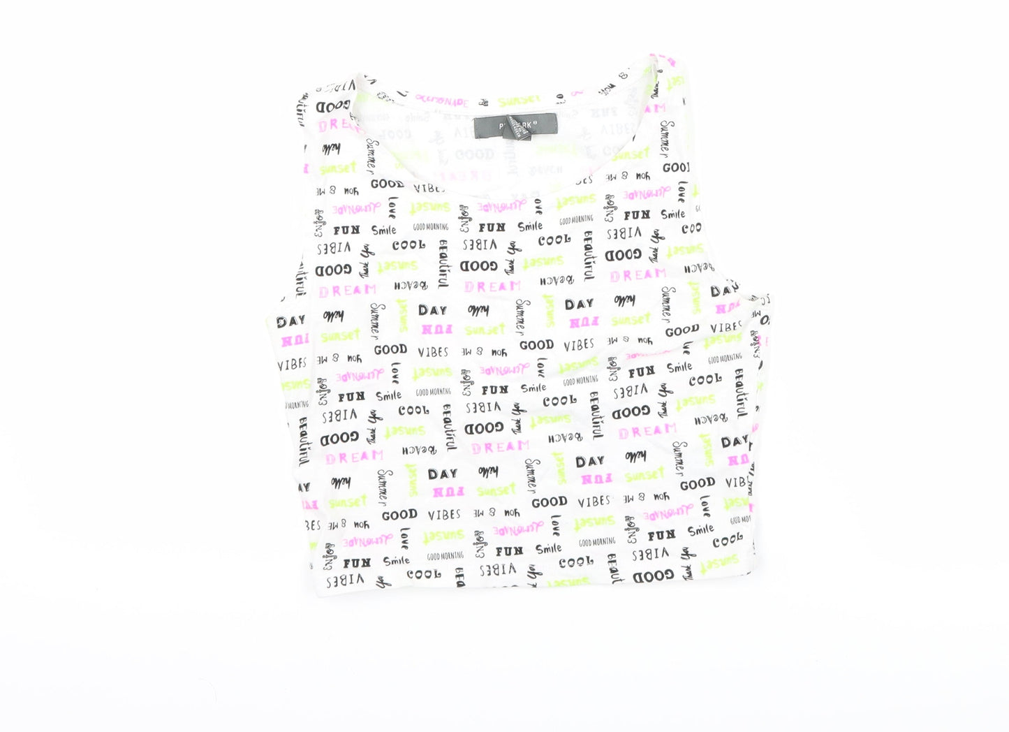 Primark Womens White   Cropped Tank Size XS  - slogan