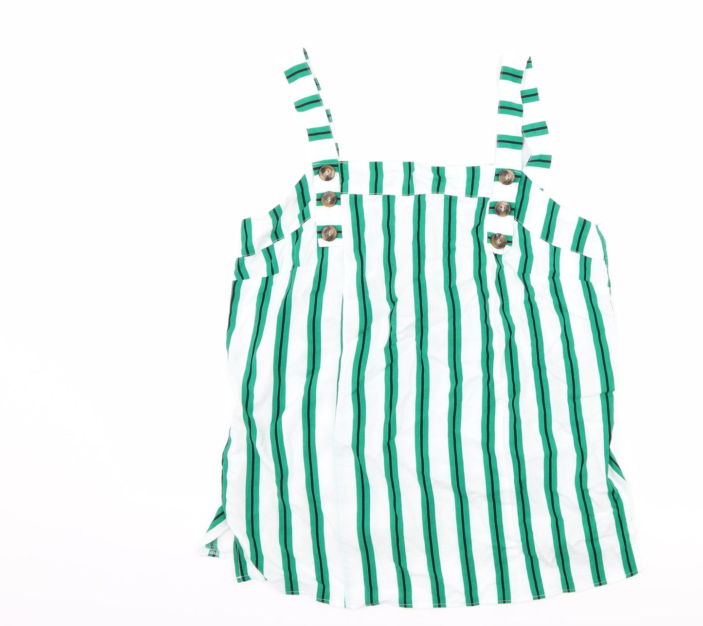 Papaya Womens Green Striped  Basic Tank Size 10