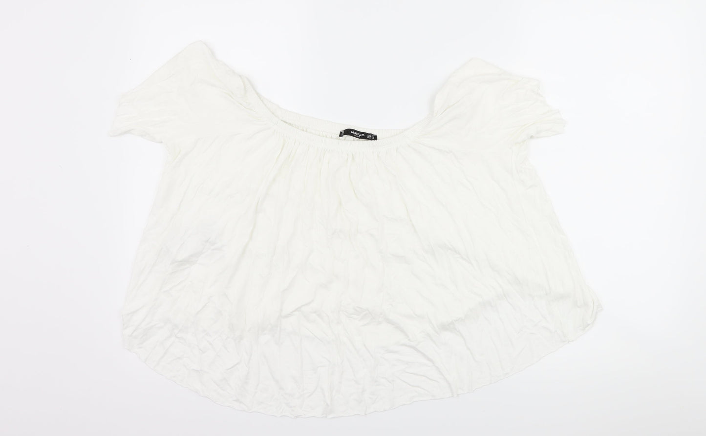 Womens UK Size S Mango White Basic T-Shirt