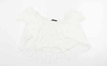 Womens UK Size S Mango White Basic T-Shirt