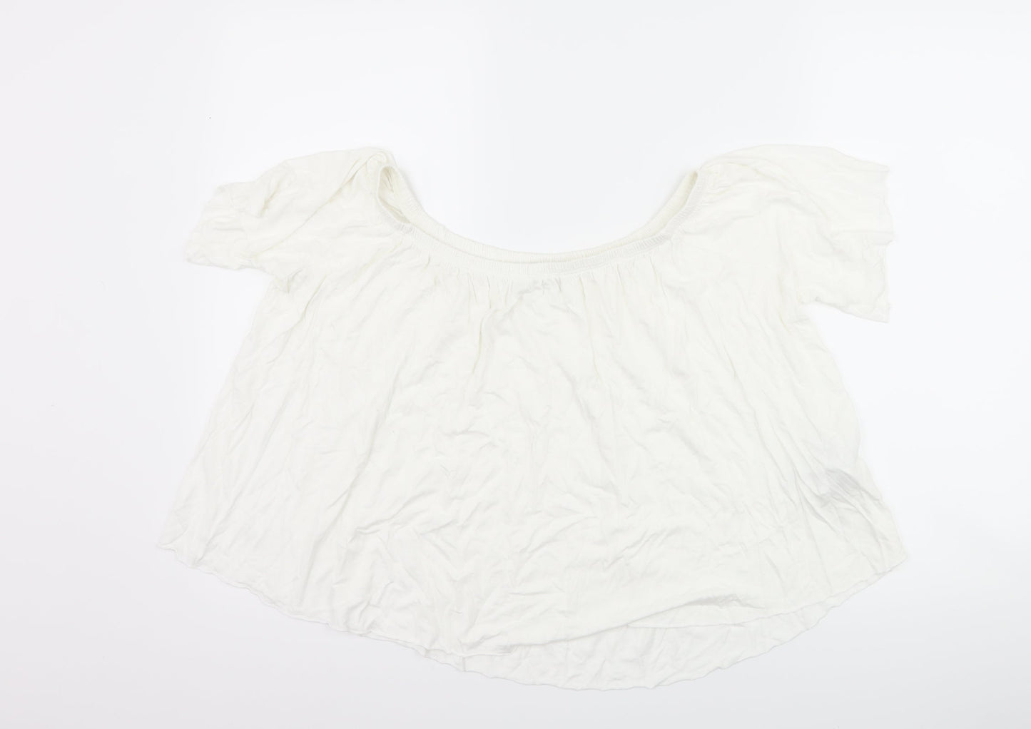 Womens UK Size S Mango White Basic T-Shirt