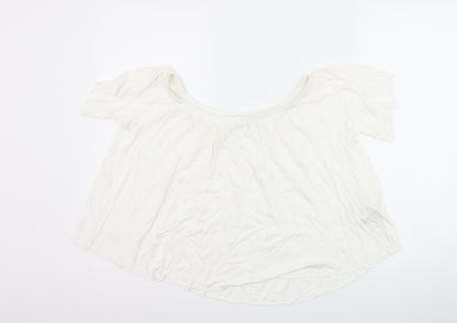Womens UK Size S Mango White Basic T-Shirt