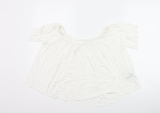 Womens UK Size S Mango White Basic T-Shirt