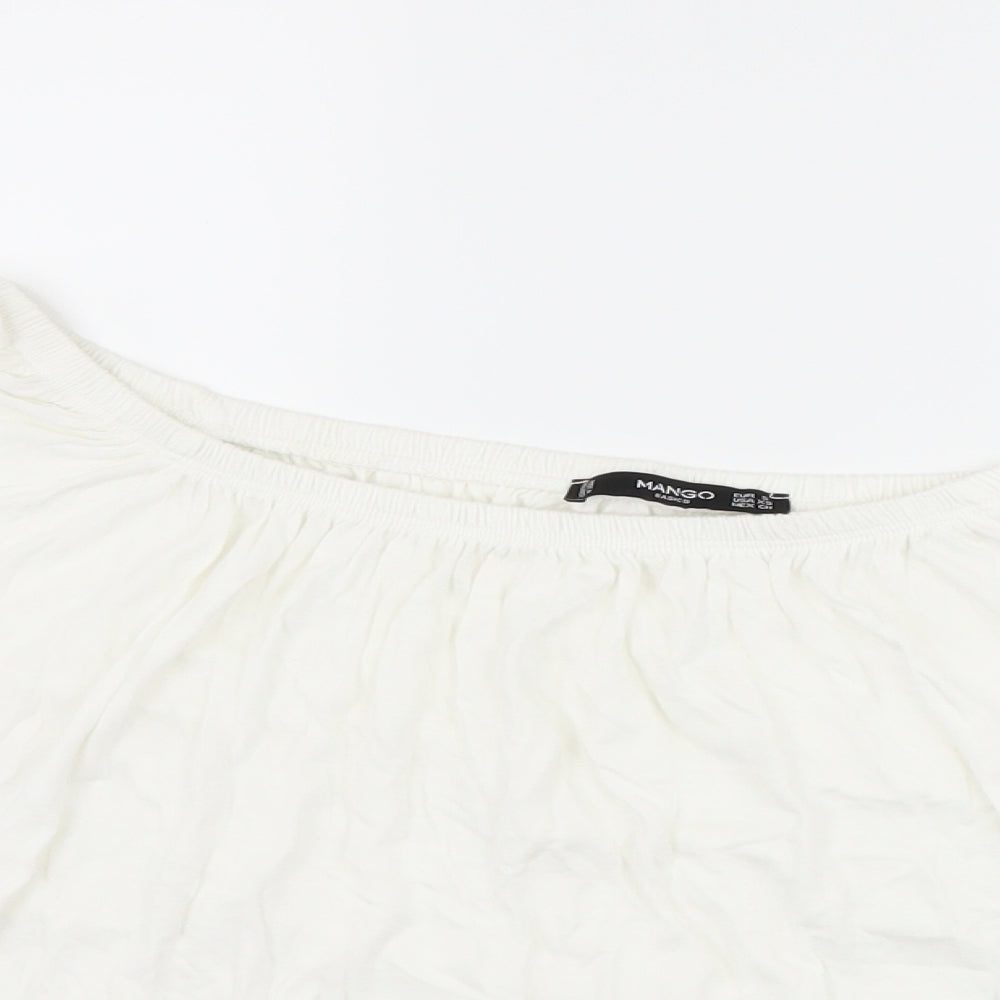 Womens UK Size S Mango White Basic T-Shirt