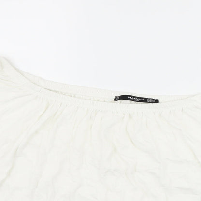 Womens UK Size S Mango White Basic T-Shirt
