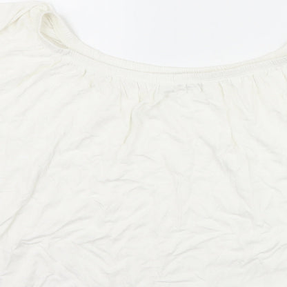 Womens UK Size S Mango White Basic T-Shirt