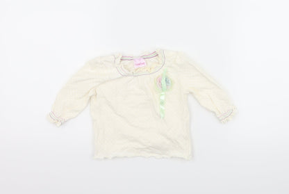 Cherokee Girls Ivory Polka Dot  Basic T-Shirt Size 3-6 Months