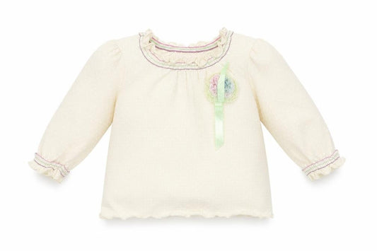 Cherokee Girls Ivory Polka Dot  Basic T-Shirt Size 3-6 Months