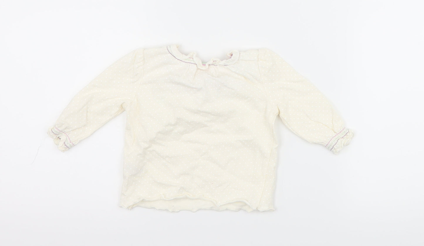 Cherokee Girls Ivory Polka Dot  Basic T-Shirt Size 3-6 Months