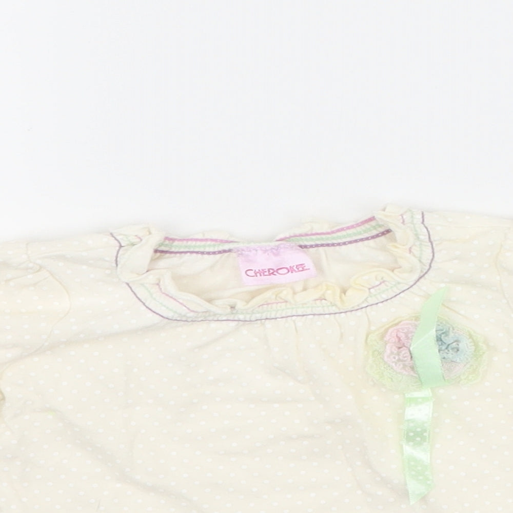 Cherokee Girls Ivory Polka Dot  Basic T-Shirt Size 3-6 Months