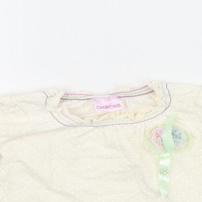 Cherokee Girls Ivory Polka Dot  Basic T-Shirt Size 3-6 Months