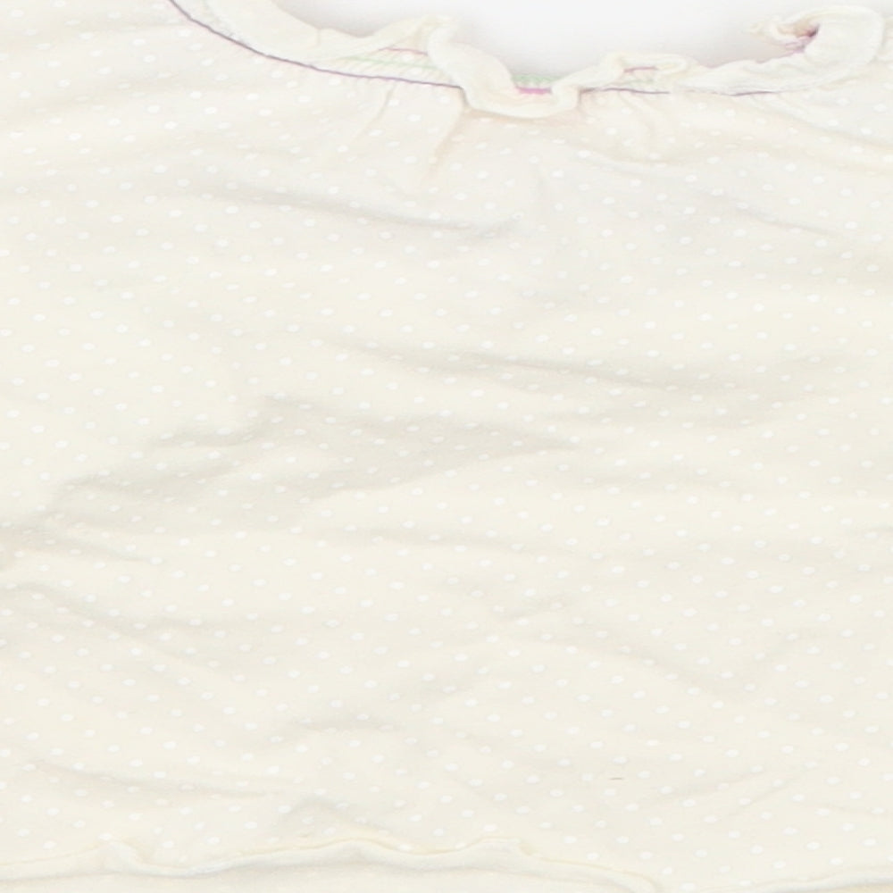 Cherokee Girls Ivory Polka Dot  Basic T-Shirt Size 3-6 Months