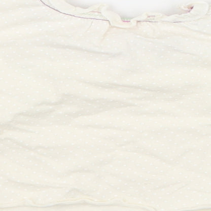 Cherokee Girls Ivory Polka Dot  Basic T-Shirt Size 3-6 Months