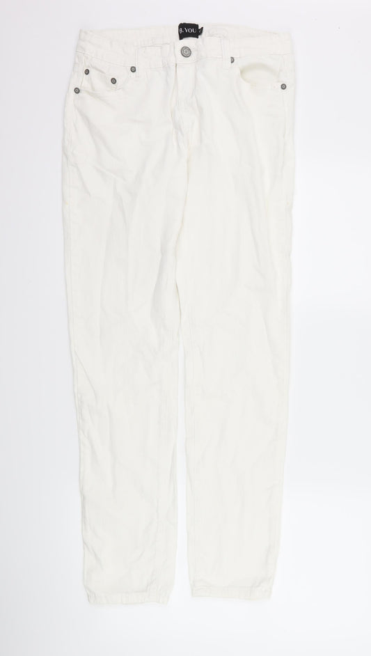 B.you Womens White  Denim Straight Jeans Size 10 L30 in
