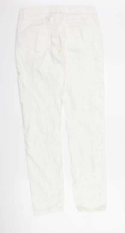B.you Womens White  Denim Straight Jeans Size 10 L30 in