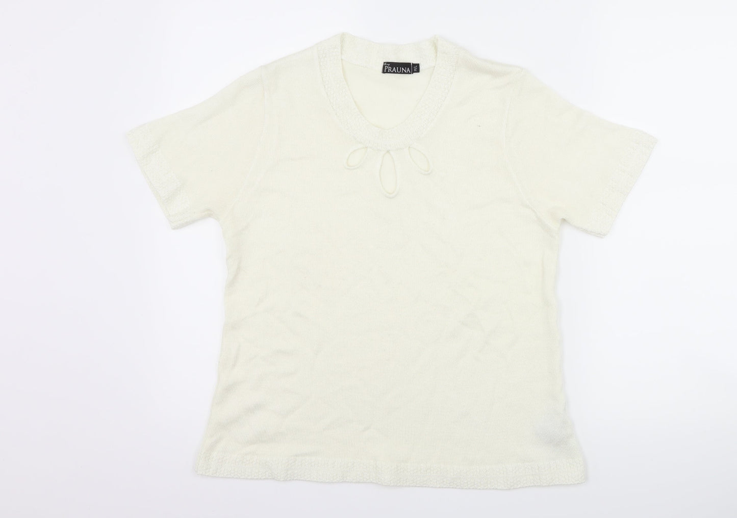 prauna Womens White   Basic T-Shirt Size M