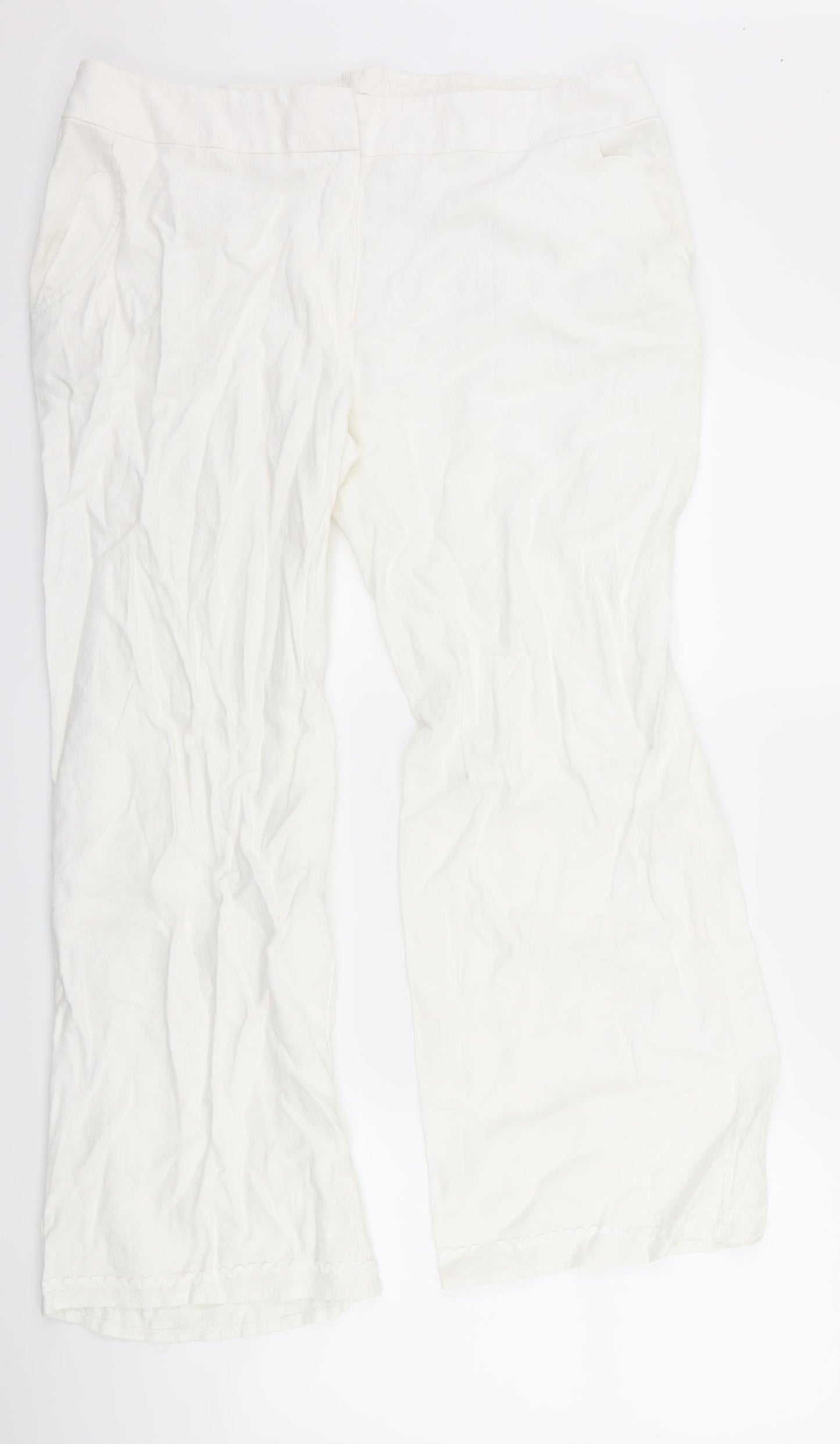 Womens UK Size 36 Marks and Spencer Regular Fit  White Trousers