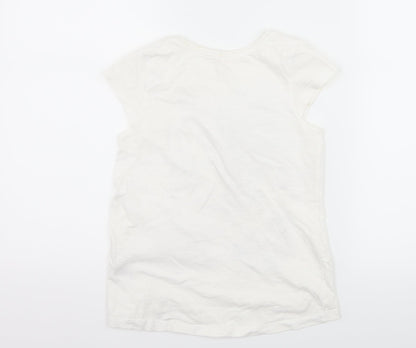 Nutmeg Girls White   Basic T-Shirt Size 6-7 Years  - slogan