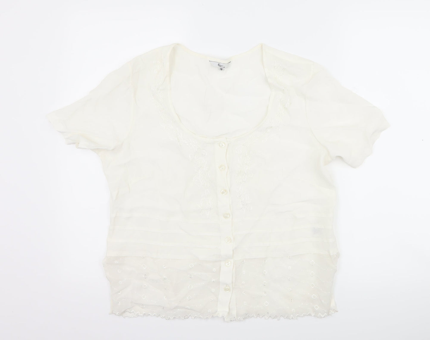 Womens UK Size 16 Klass Ivory Basic Button-Up