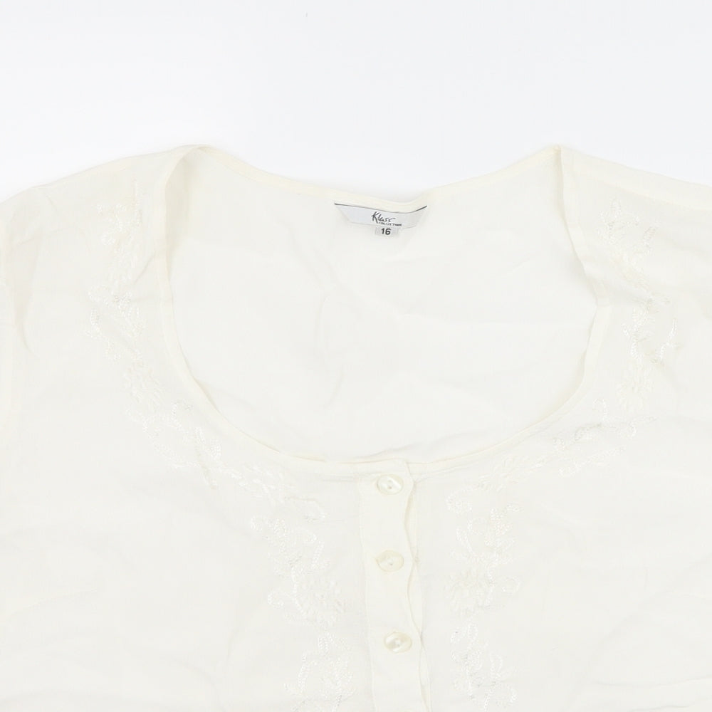 Womens UK Size 16 Klass Ivory Basic Button-Up