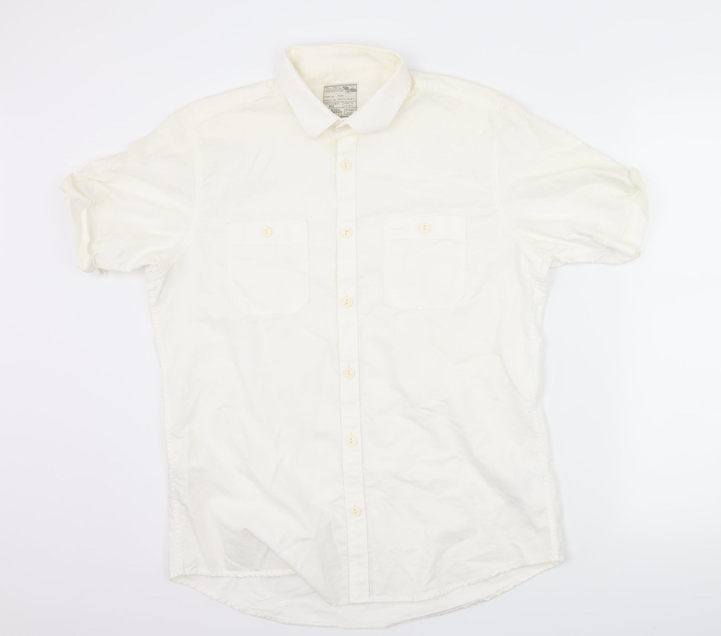Mens UK Size M Burton White  Button-Up Short Sleeve Casual Shirt