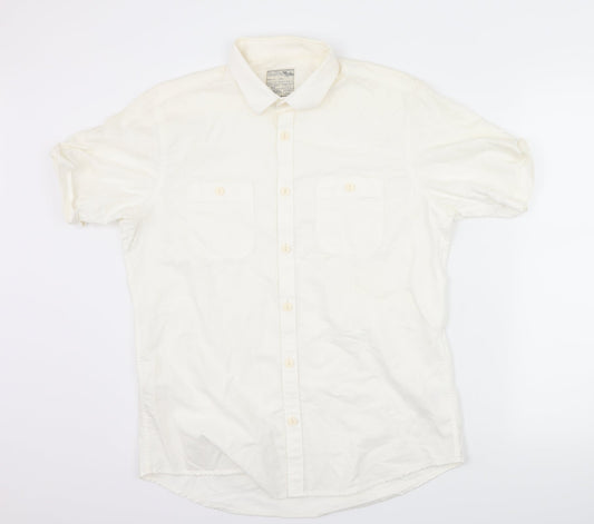 Mens UK Size M Burton White  Button-Up Short Sleeve Casual Shirt
